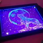 Cool wolf glow picture on kids glow drawing board